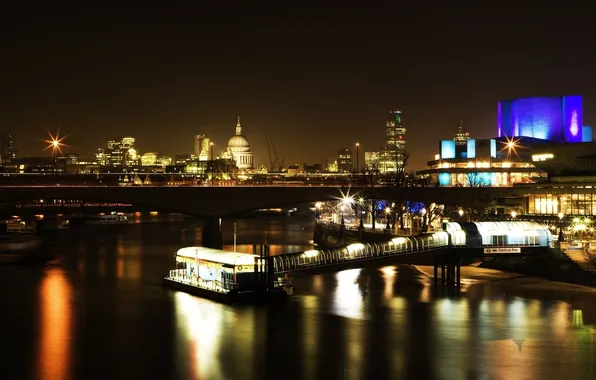Picture the city, lights, river, England, home, London, the evening, street