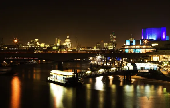 The city, lights, river, England, home, London, the evening, street