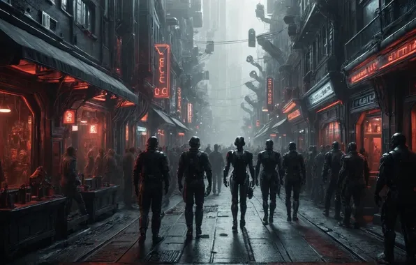The city, robots, cyborgs