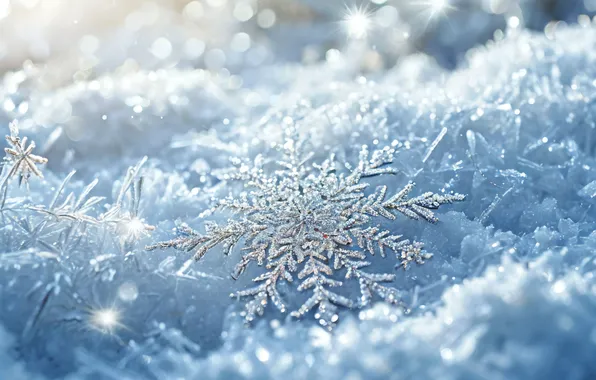 Snow, New year, Snowflake, 2025, AI art, The Year of the Snake