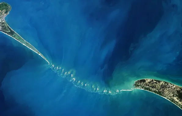 Picture Islands, India, shoal, Sri Lanka, photo NASA, Adam Bridge