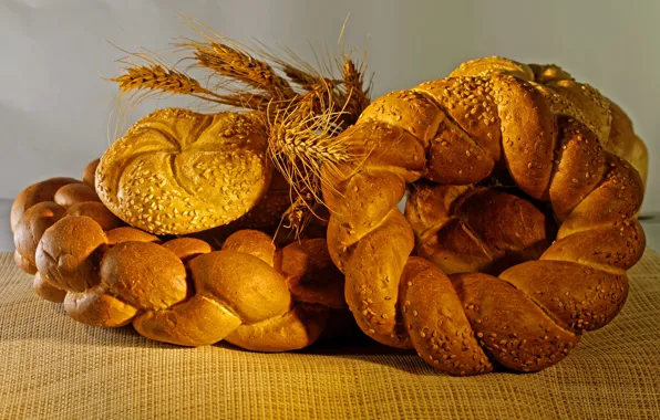 Bread, ears, buns, bakery products