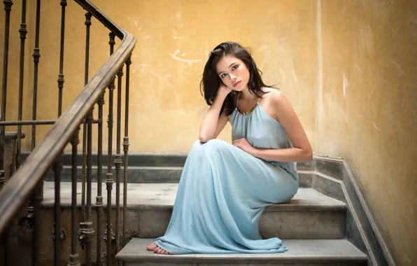 Wallpaper sand, girl, pose, wall, model, portrait, shadow, makeup for