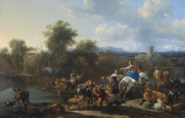 Landscape, picture, crossing, Nicolas Pietersz Berchem