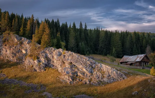 Forest, landscape, nature, house, rocks, Ural, Perm, Andrei