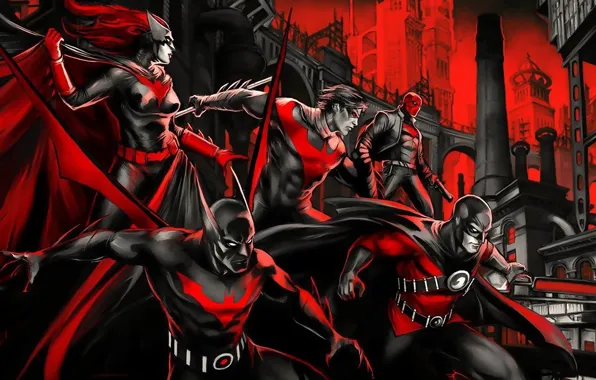 Red, red, comics, Batwoman, Gotham, Nightwing, Red Hood, Red hood
