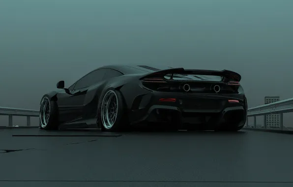 McLaren, Black, Machine, Car, Render, Supercar, McLaren 675LT, Transport & Vehicles