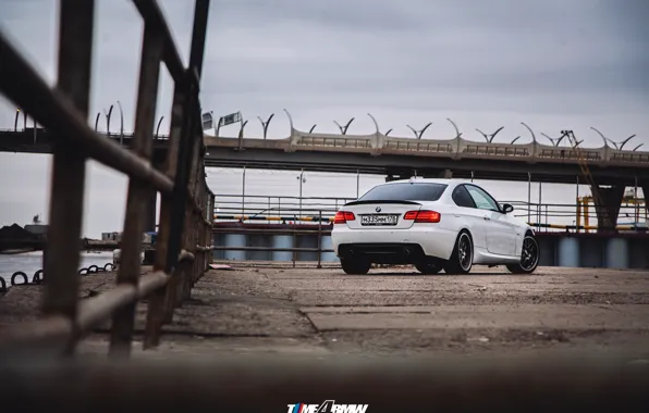 Car, machine, auto, bridge, city, fog, race, bmw