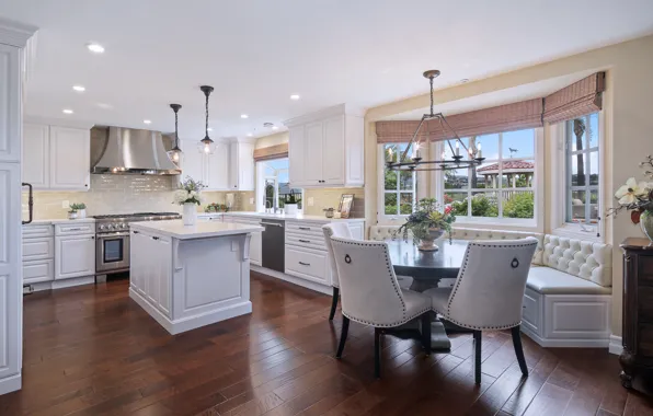 Table, room, furniture, Windows, kitchen, mansion, Design, Kitchen