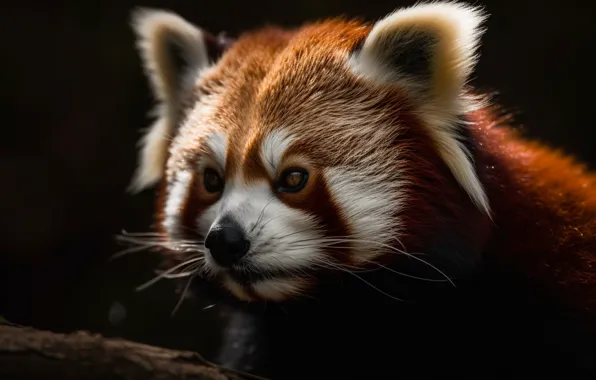 Look, nature, pose, portrait, red Panda, black background, face, red Panda