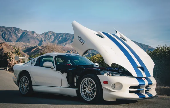 Machine, the hood, white, Dodge Viper GT2