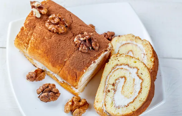Nuts, cakes, sweet, roll