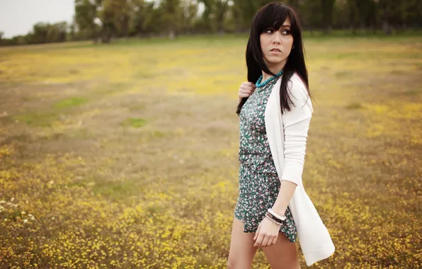 Picture look, girl, flowers, brunette
