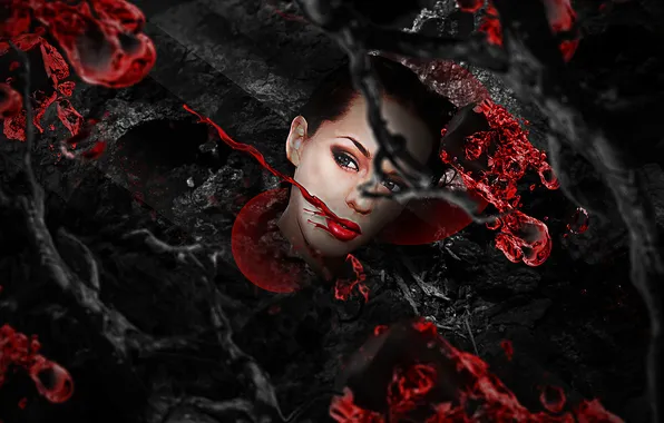 Picture BACKGROUND, DROPS, BLOOD, LIQUID, LIPS, FACE