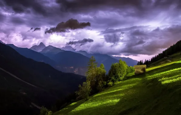 The sky, light, mountains, home