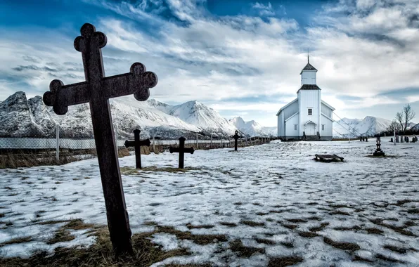 Crosses, cemetery, temple