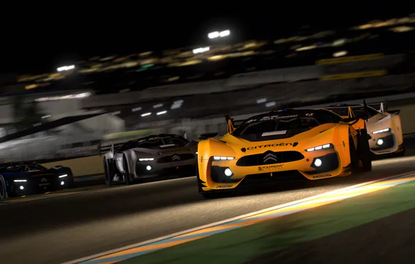 Night, race, lights, track, Gran Turismo 5, citroen survolt concept