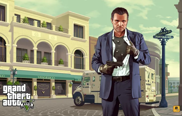 Weapons, art, Grand Theft Auto V, Michael De Santa