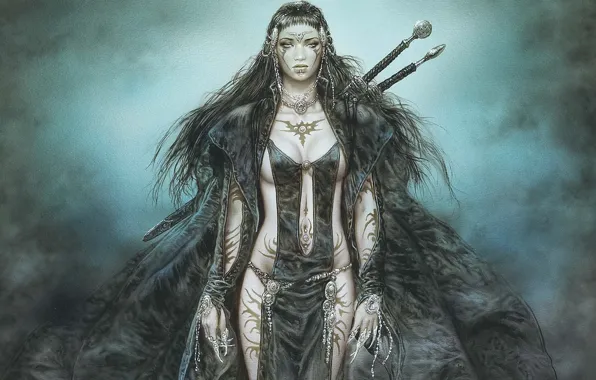 Girl, sword, warrior, Luis Royo