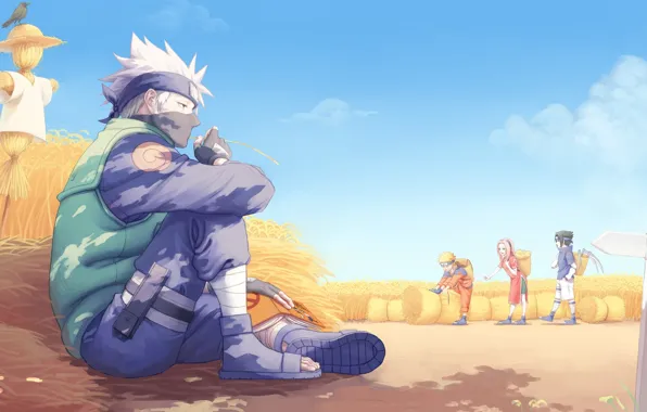 Sakura, Sasuke, Naruto, Naruto, team 7, Kakashi
