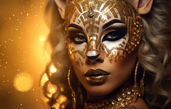 Look, girl, light, decoration, face, lights, pose, style