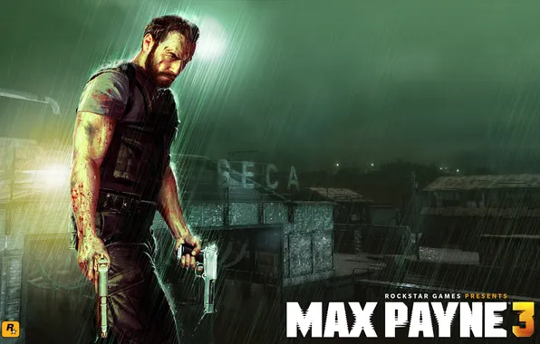 Picture blood, Rain, max, rockstar games, desert eagle, Max Payne 3, payne, The vest