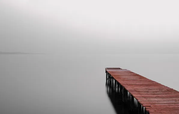 Bridge, fog, lake