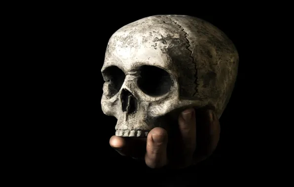 Death, skull, hand