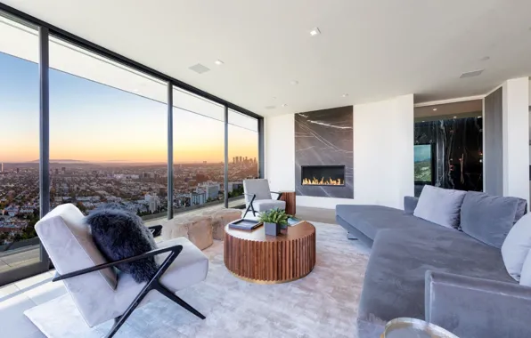 Wallpaper interior, fireplace, megapolis, living room for mobile and ...