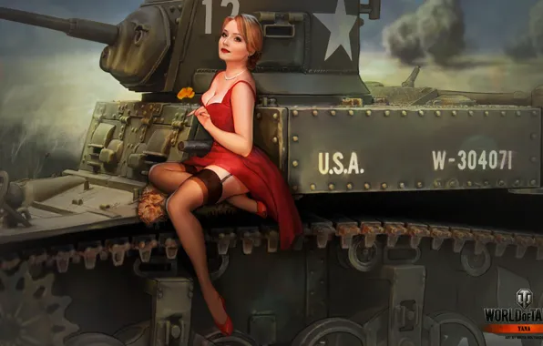 Girl, stockings, tank, girl, tanks, WoT, World of tanks, tank
