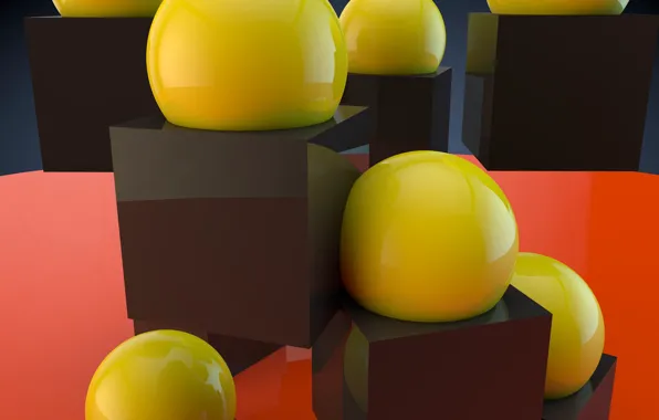 Background, ball, cube