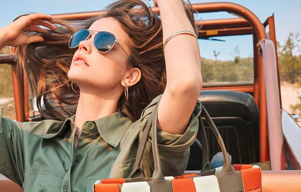 Auto, girl, decoration, pose, model, hair, glasses, brown hair