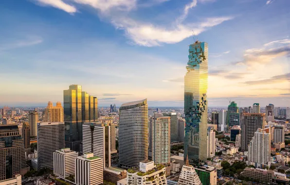 The sky, landscape, the city, building, morning, Thailand, Thailand, Bangkok