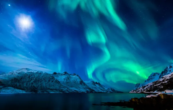 Stars, night, Northern lights, sky, night, stars, northern lights, the beauty of nature