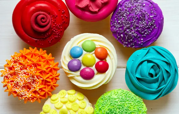 Colorful, dessert, cakes, sweet, cupcakes, dessert, cupcakes