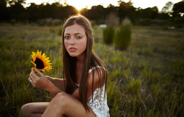 Field, girl, beauty