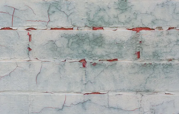 Cracked, wall, paint, bricks