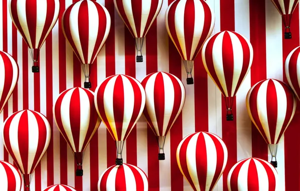 Strip, balloons, white, red