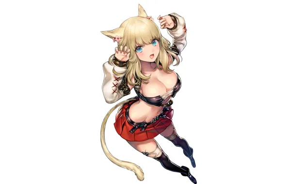 Girl, sexy, cleavage, thighhighs, long hair, boobs, anime, beautiful