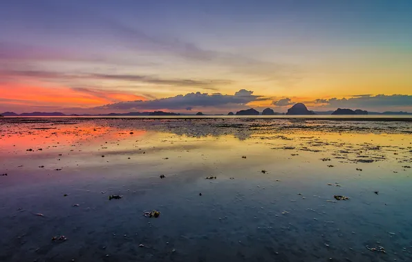 Thailand, beach, ocean, sunset, Krabi