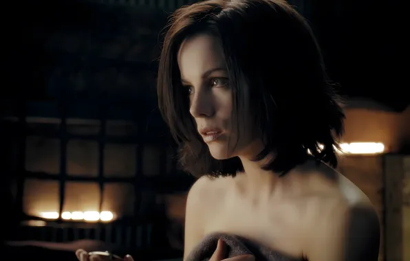 Picture Kate Beckinsale, Underworld, women, closeup, Selene, bare shoulders, upscaled, parted lips