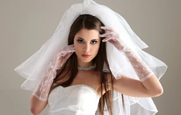 Model, brunette, the bride, wedding, Little Caprice, Marketa Stroblova
