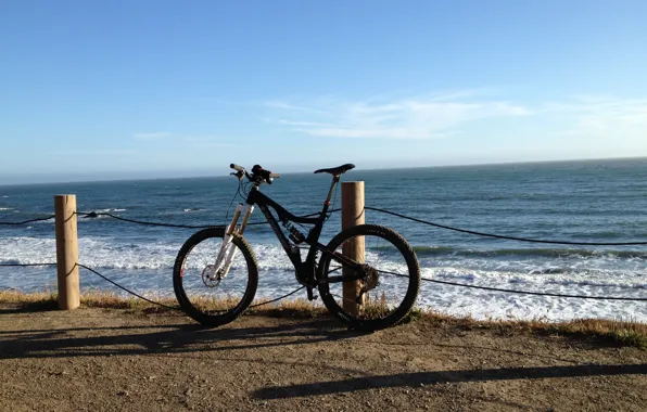 Sea, bike, shore, bike, halt