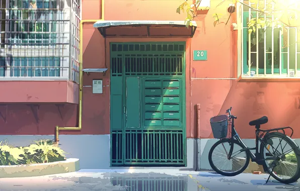 Puddle, the door, entrance