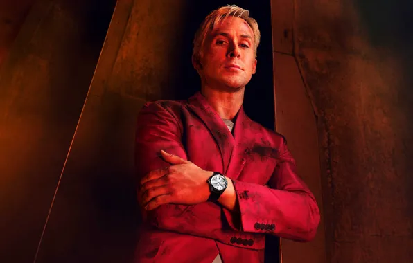 Pose, watch, actor, in red, TAG HEUER, Ryan Gosling, Ryan Gosling, in red