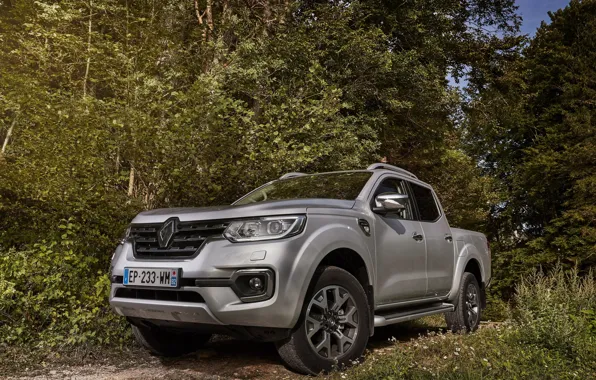 Forest, trees, vegetation, Renault, pickup, 4x4, shrub, 2017