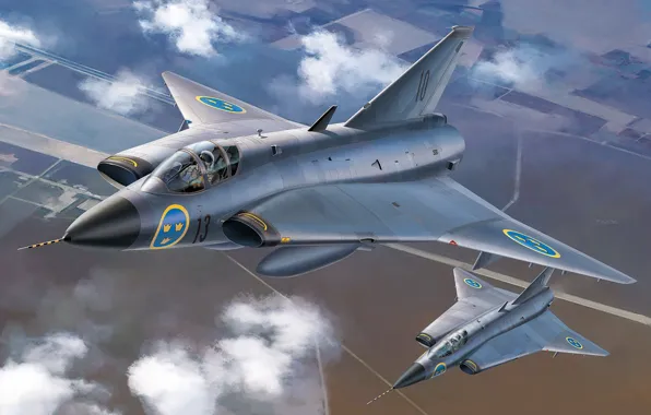 Fighter, Sweden, T.Wada, Saab J 35D Draken