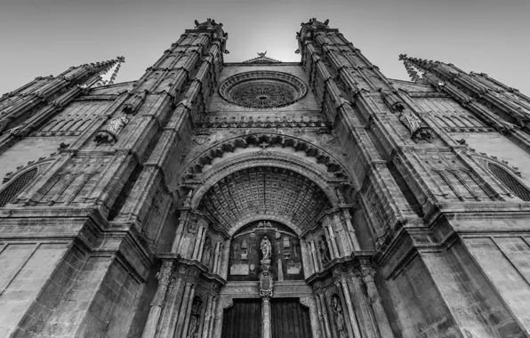 Black & white, Cathedral, black and white, architecture, monochrome