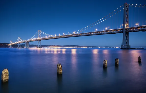 Picture bridge, the city, lights, the evening, San Francisco