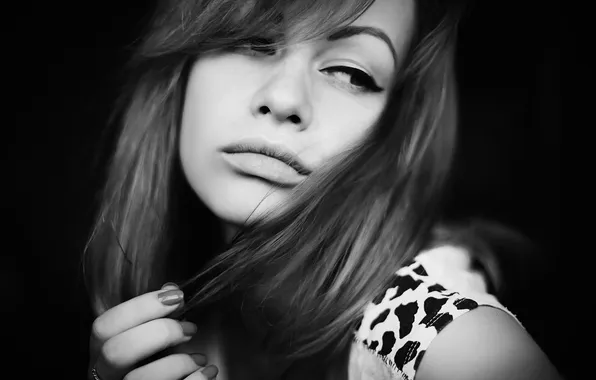 Picture look, face, black and white, lips, Alice